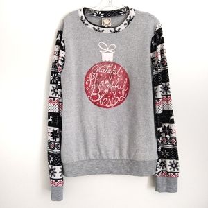 Christmas Sweater Grateful Thankful Blessed Sweater Size Medium